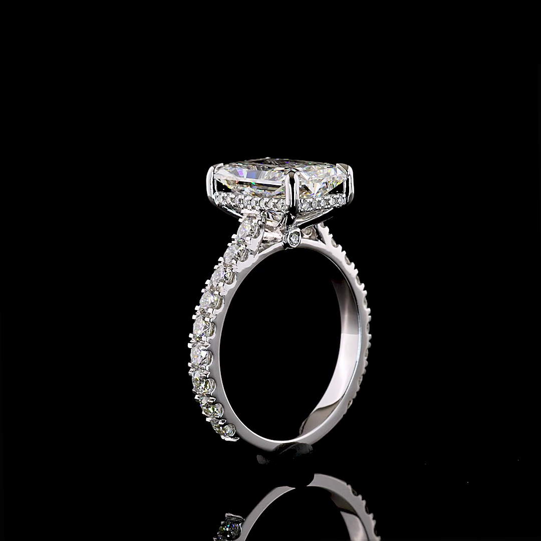 5.14 CTTW Radiant Lab Grown Diamond Hidden Halo Ring Sz. 7 (E Color and VVS2 Clarity)