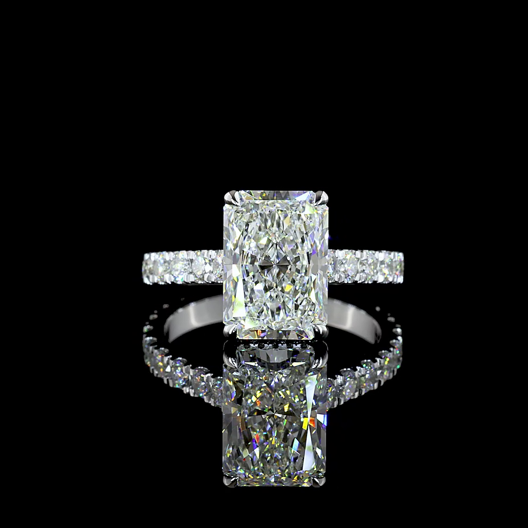5.19 CTTW Radiant Lab Grown Diamond Hidden Halo Ring Sz. 7 (F Color and VS Clarity)