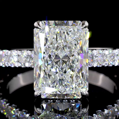 5.19 CTTW Radiant Lab Grown Diamond Hidden Halo Ring Sz. 7 (F Color and VS Clarity)