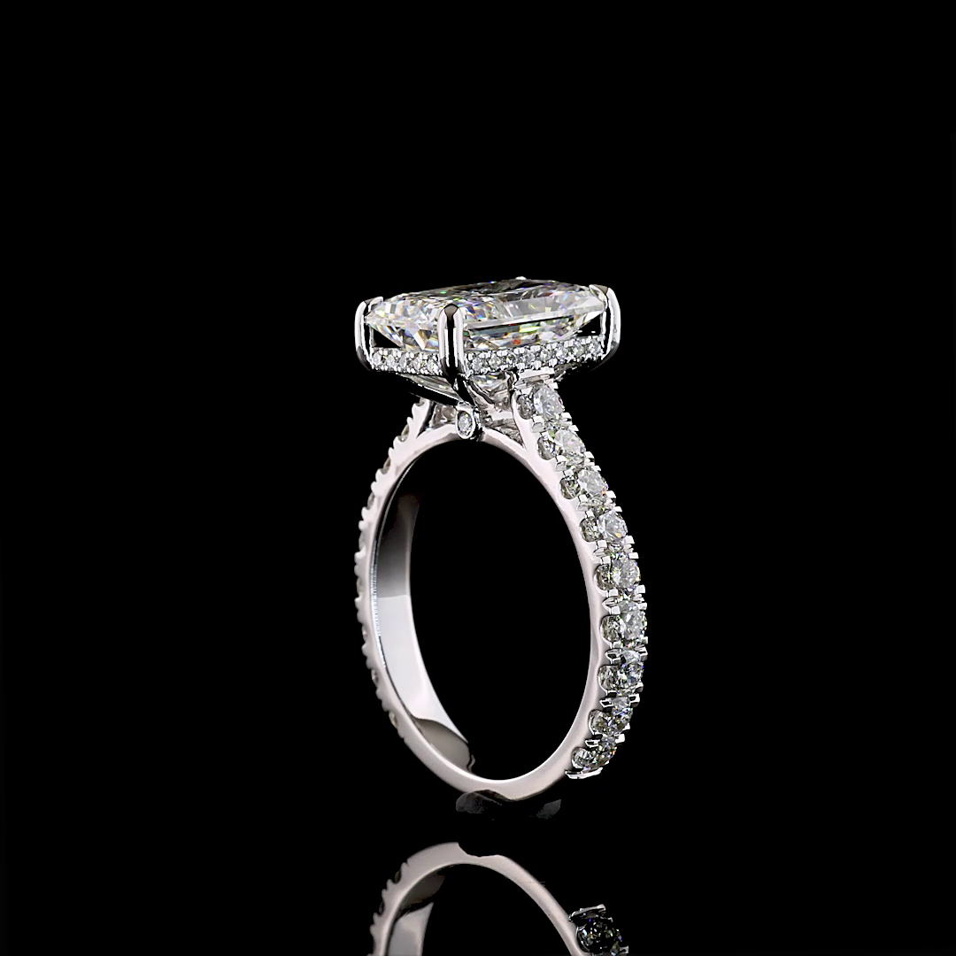 5.19 CTTW Radiant Lab Grown Diamond Hidden Halo Ring Sz. 7 (F Color and VS Clarity)