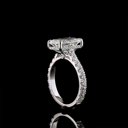 5.19 CTTW Radiant Lab Grown Diamond Hidden Halo Ring Sz. 7 (F Color and VS Clarity)