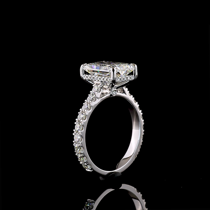 5.19 CTTW Radiant Lab Grown Diamond Hidden Halo Ring Sz. 7 (F Color and VS Clarity)