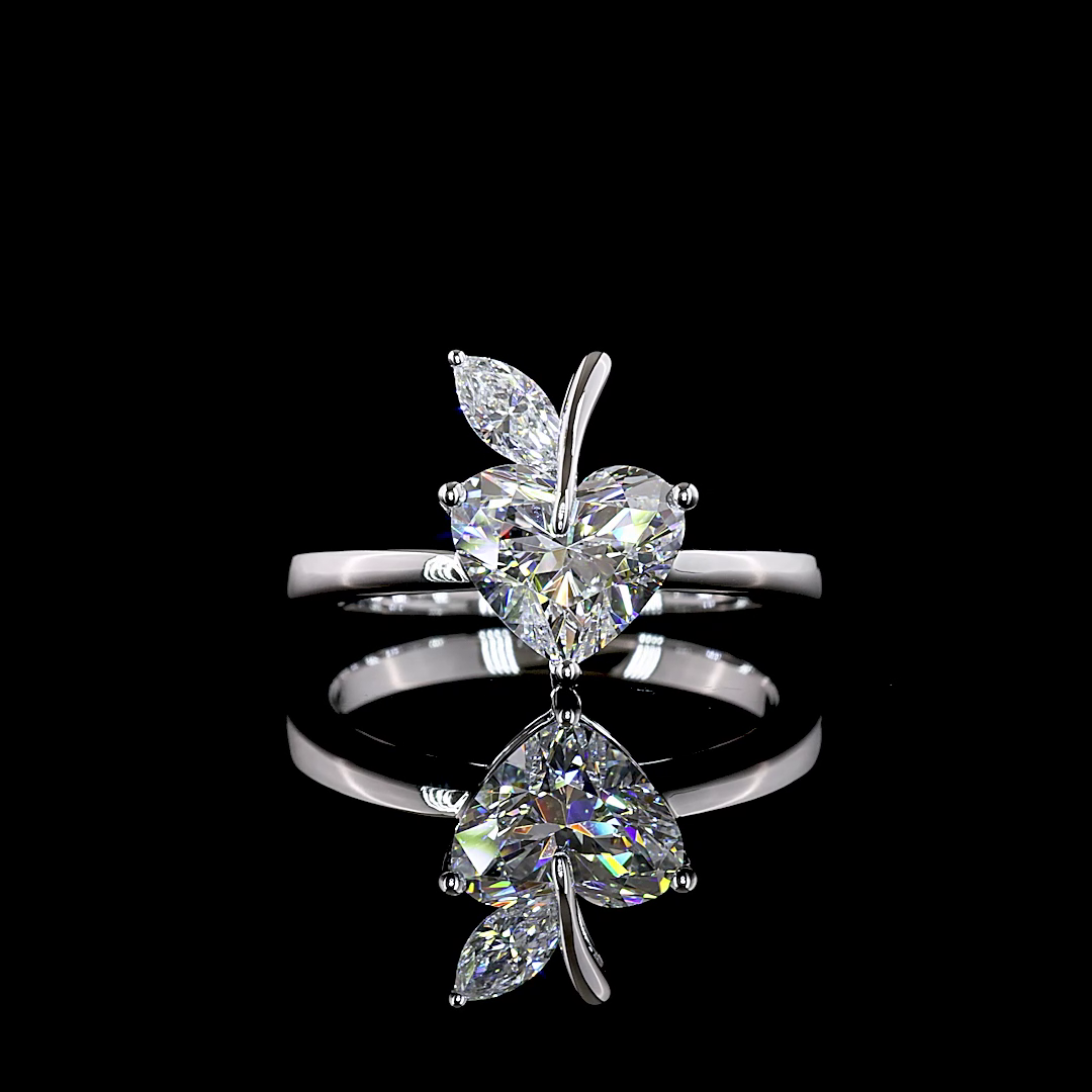 1.88 CTTW Heart Lab Grown Diamond Toi et Moi Ring Sz. 6.5 (E Color and VS1 Clarity)