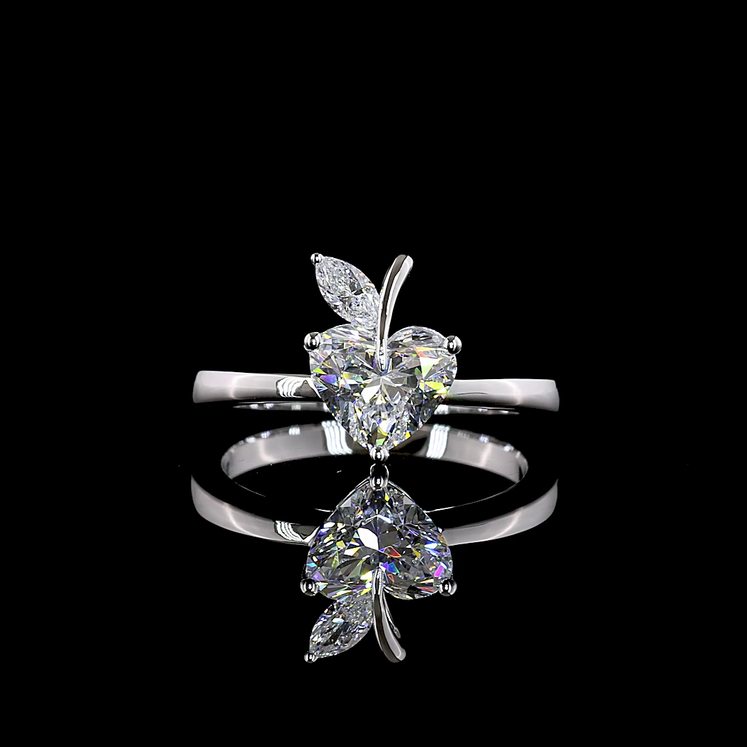 1.33 CTTW Heart Lab Grown Diamond Toi et Moi Ring Sz. 5.75 (E Color and VS1 Clarity)