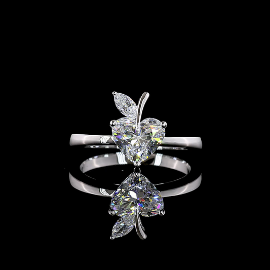 1.33 CTTW Heart Lab Grown Diamond Toi et Moi Ring Sz. 5.75 (E Color and VS1 Clarity)