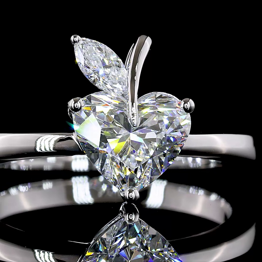 1.33 CTTW Heart Lab Grown Diamond Toi et Moi Ring Sz. 5.75 (E Color and VS1 Clarity)