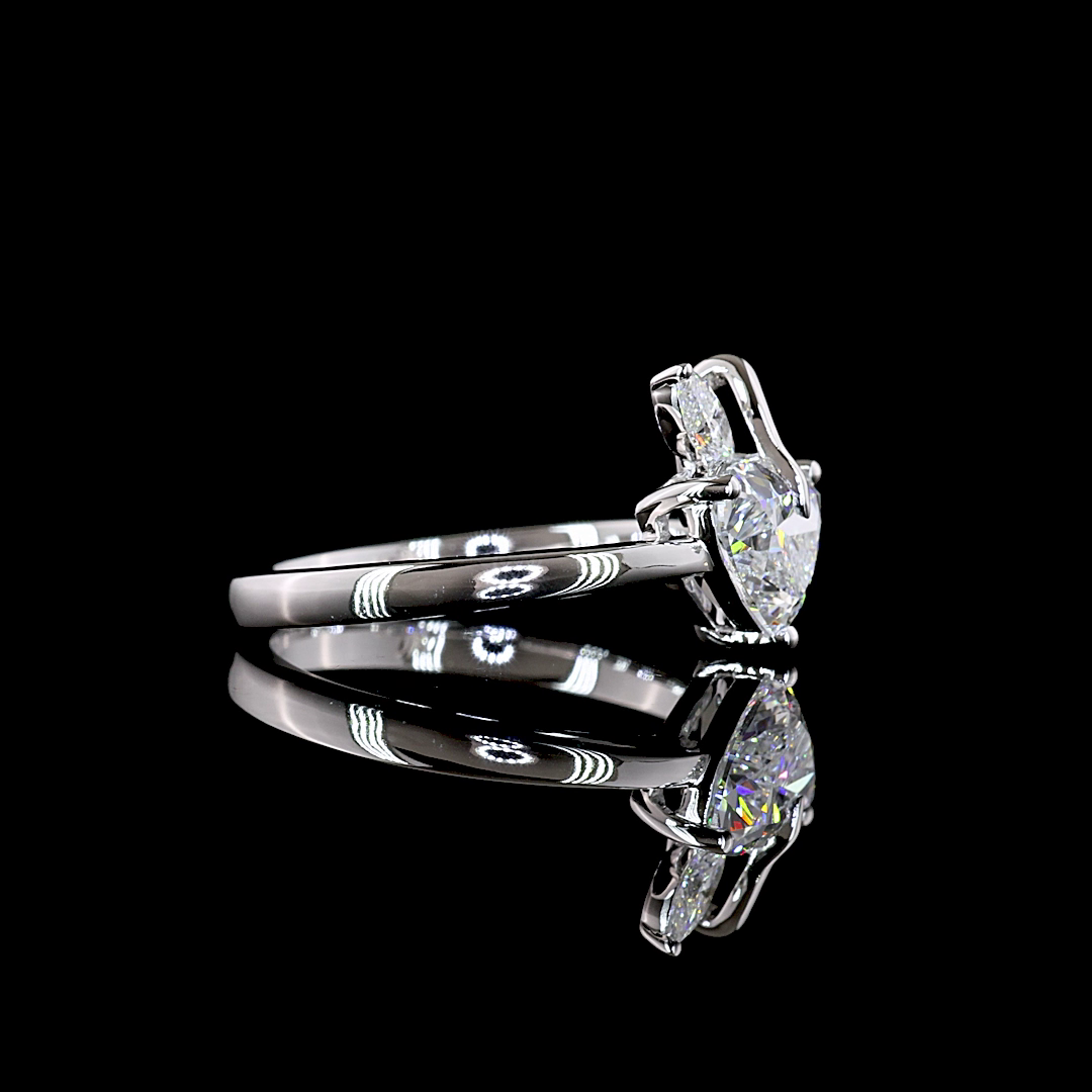 1.33 CTTW Heart Lab Grown Diamond Toi et Moi Ring Sz. 5.75 (E Color and VS1 Clarity)