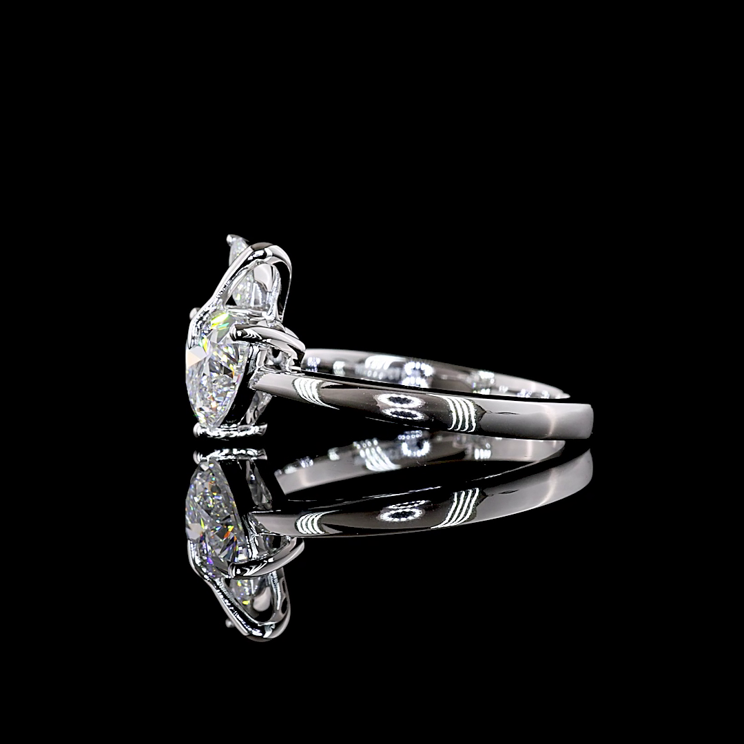 1.33 CTTW Heart Lab Grown Diamond Toi et Moi Ring Sz. 5.75 (E Color and VS1 Clarity)
