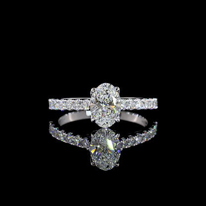 1.49 CTTW Oval Lab Grown Diamond Hidden Halo Ring Sz. 7 (E Color and VVS2 Clarity)