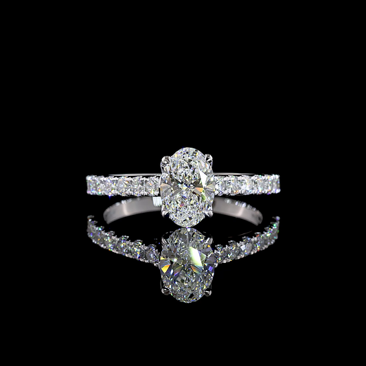 1.49 CTTW Oval Lab Grown Diamond Hidden Halo Ring Sz. 7 (E Color and VVS2 Clarity)