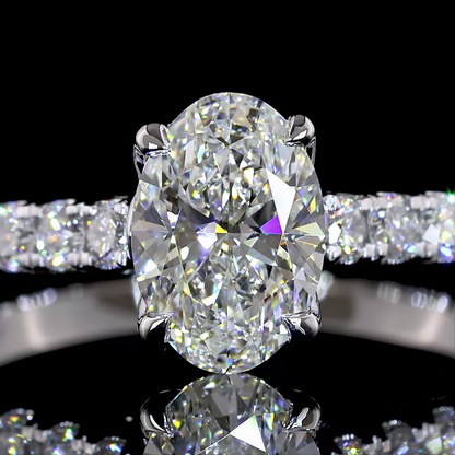 1.49 CTTW Oval Lab Grown Diamond Hidden Halo Ring Sz. 7 (E Color and VVS2 Clarity)