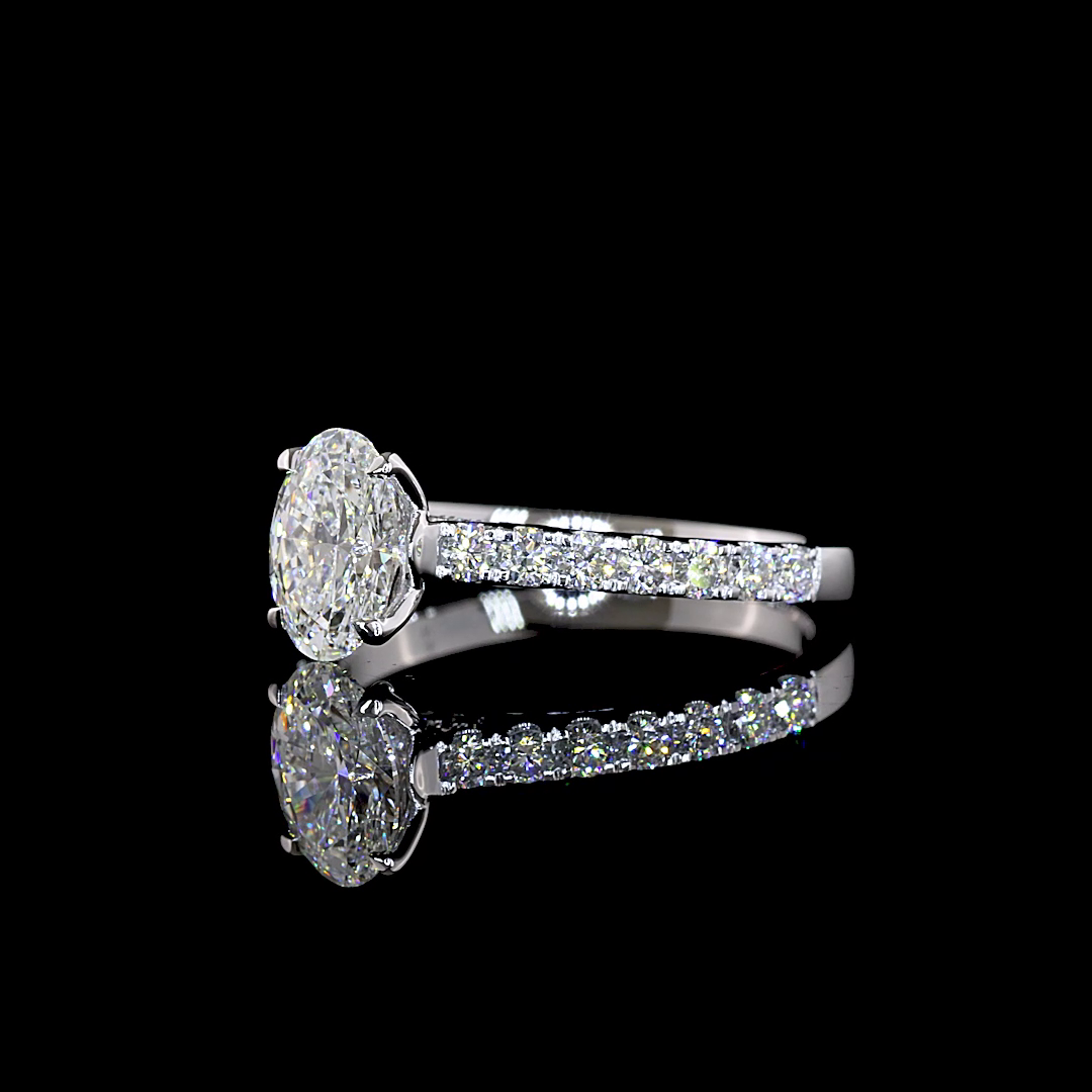 1.49 CTTW Oval Lab Grown Diamond Hidden Halo Ring Sz. 7 (E Color and VVS2 Clarity)