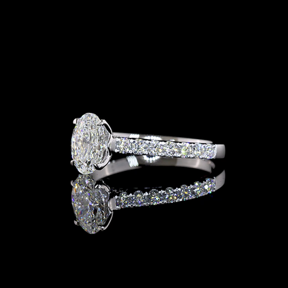 1.49 CTTW Oval Lab Grown Diamond Hidden Halo Ring Sz. 7 (E Color and VVS2 Clarity)
