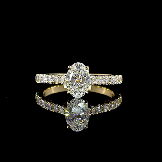 1.47 CTTW Oval Lab Grown Diamond Hidden Halo Ring Sz. 7 (D Color and VVS1 Clarity)