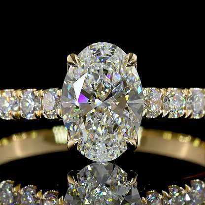 1.50 CTTW Oval Lab Grown Diamond Hidden Halo Ring Sz. 7 (E Color and VS1 Clarity)