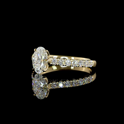 1.50 CTTW Oval Lab Grown Diamond Hidden Halo Ring Sz. 7 (E Color and VS1 Clarity)