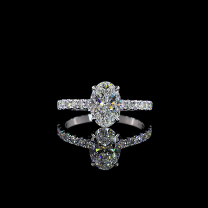 2.22 CTTW Oval Lab Grown Diamond Hidden Halo Ring Sz. 7 (D Color and VVS2 Clarity)