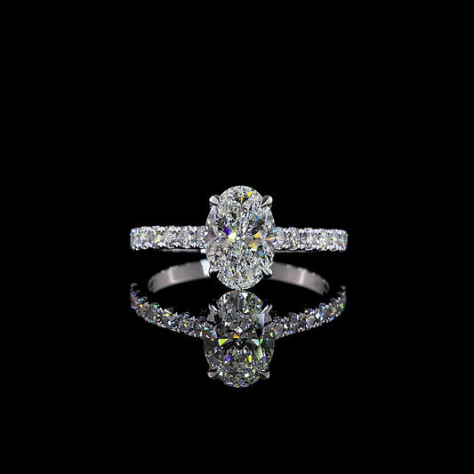 2.22 CTTW Oval Lab Grown Diamond Hidden Halo Ring Sz. 7 (D Color and VVS2 Clarity)