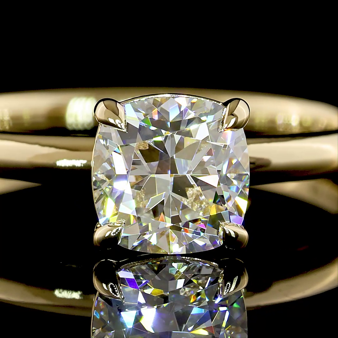 1.08 CT Square Cushion Brilliant Lab Grown Diamond Solitaire Ring Sz. 7 (D Color and VVS2 Clarity)
