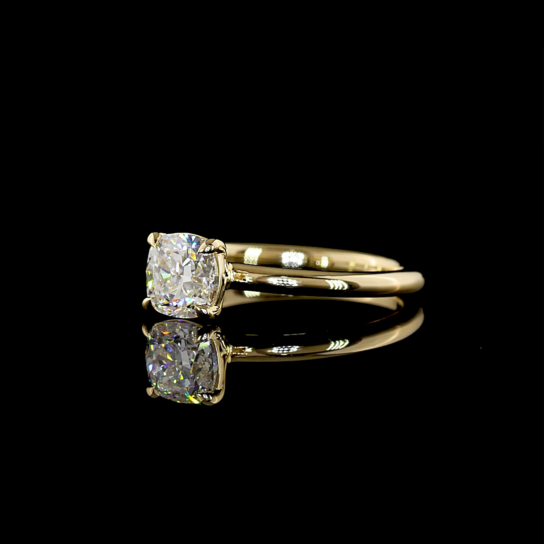 1.08 CT Square Cushion Brilliant Lab Grown Diamond Solitaire Ring Sz. 7 (D Color and VVS2 Clarity)