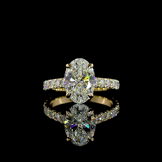 3.99 CTTW Oval Lab Diamond Solitaire Diamond Shank Ring (E Color and VVS2 Clarity)