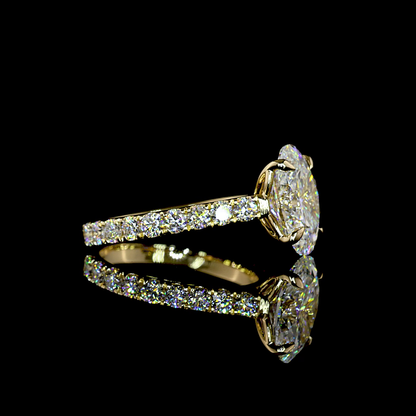 3.99 CTTW Oval Lab Diamond Solitaire Diamond Shank Ring (E Color and VVS2 Clarity)