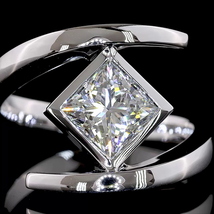 1.51 CT Princess Lab Diamond Solitaire Ring (F Color and VS1 Clarity)