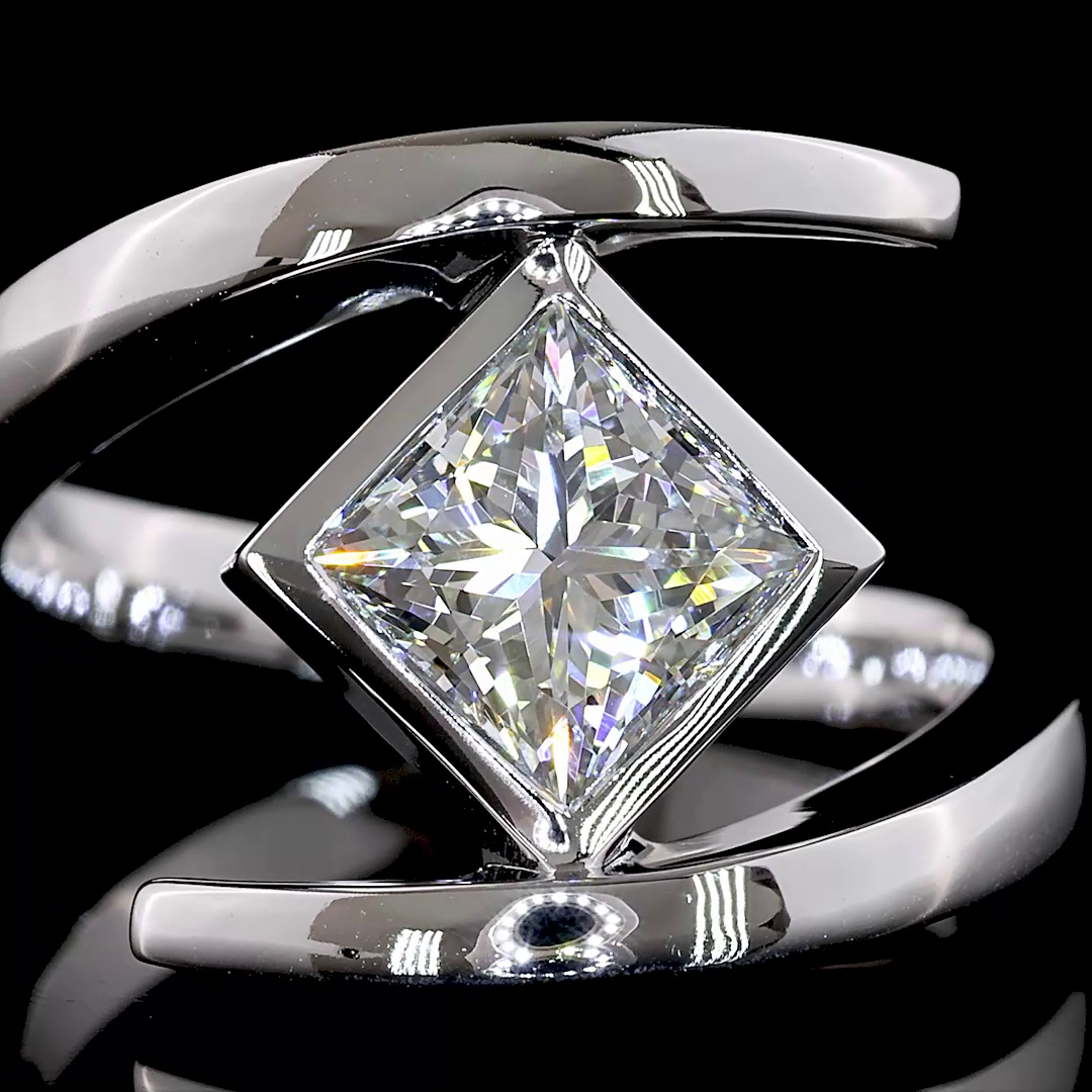 1.51 CT Princess Lab Grown Diamond Solitaire Ring Sz. 6.5 (F Color and VS1 Clarity)