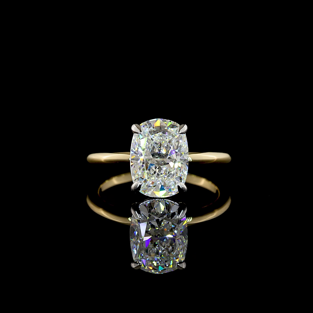3.15 CT Cushion Brilliant Lab Grown Diamond Solitaire Ring Sz. 7 (E Color and VVS2 Clarity)