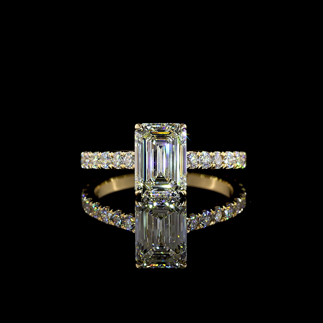 2.71 CTTW Emerald Lab Grown Diamond Solitaire Diamond Shank Ring Sz. 7 (F Color and VS1 Clarity)
