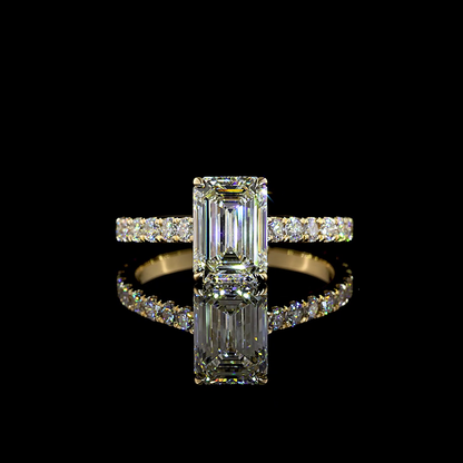 2.71 CTTW Emerald Lab Grown Diamond Solitaire Diamond Shank Ring Sz. 7 (F Color and VS1 Clarity)