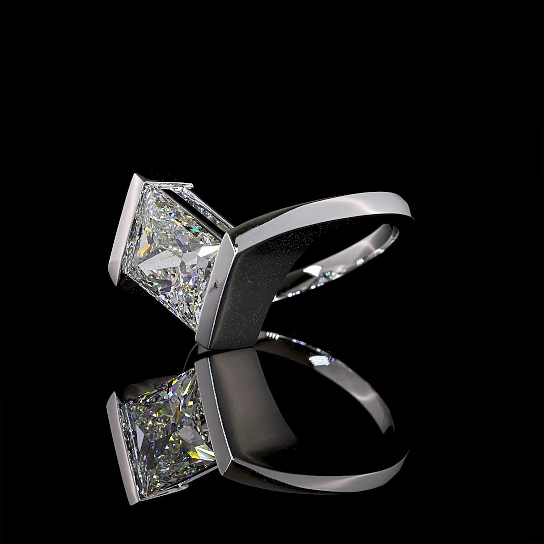 2.90 CT Lozenge Step Cut Lab Grown Diamond Solitaire Ring Sz. 6.75 (F Color and VS1 Clarity)