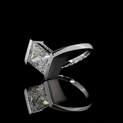2.90 CT Lozenge Step Cut Lab Grown Diamond Solitaire Ring Sz. 6.75 (F Color and VS1 Clarity)