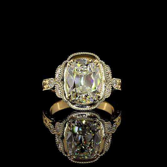 4.53 CTTW Antique Cushion Lab Grown Diamond Special Ring Sz. 6.25 (F Color and VS1 Clarity)