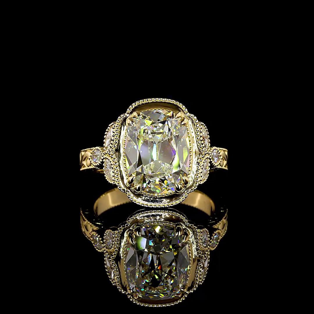 4.53 CTTW Antique Cushion Lab Grown Diamond Special Ring Sz. 6.25 (F Color and VS1 Clarity)