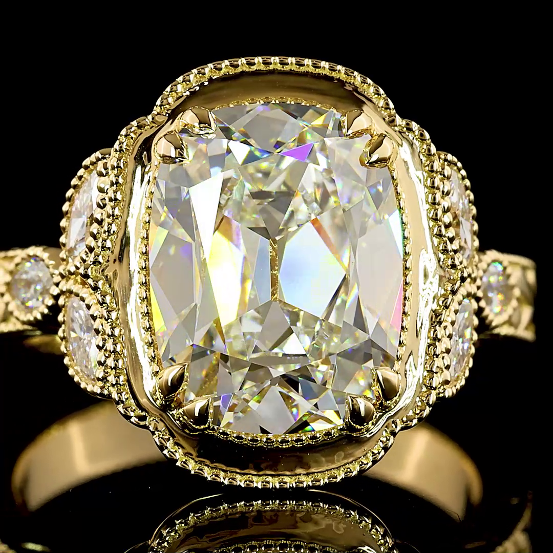 4.53 CTTW Antique Cushion Lab Grown Diamond Special Ring Sz. 6.25 (F Color and VS1 Clarity)