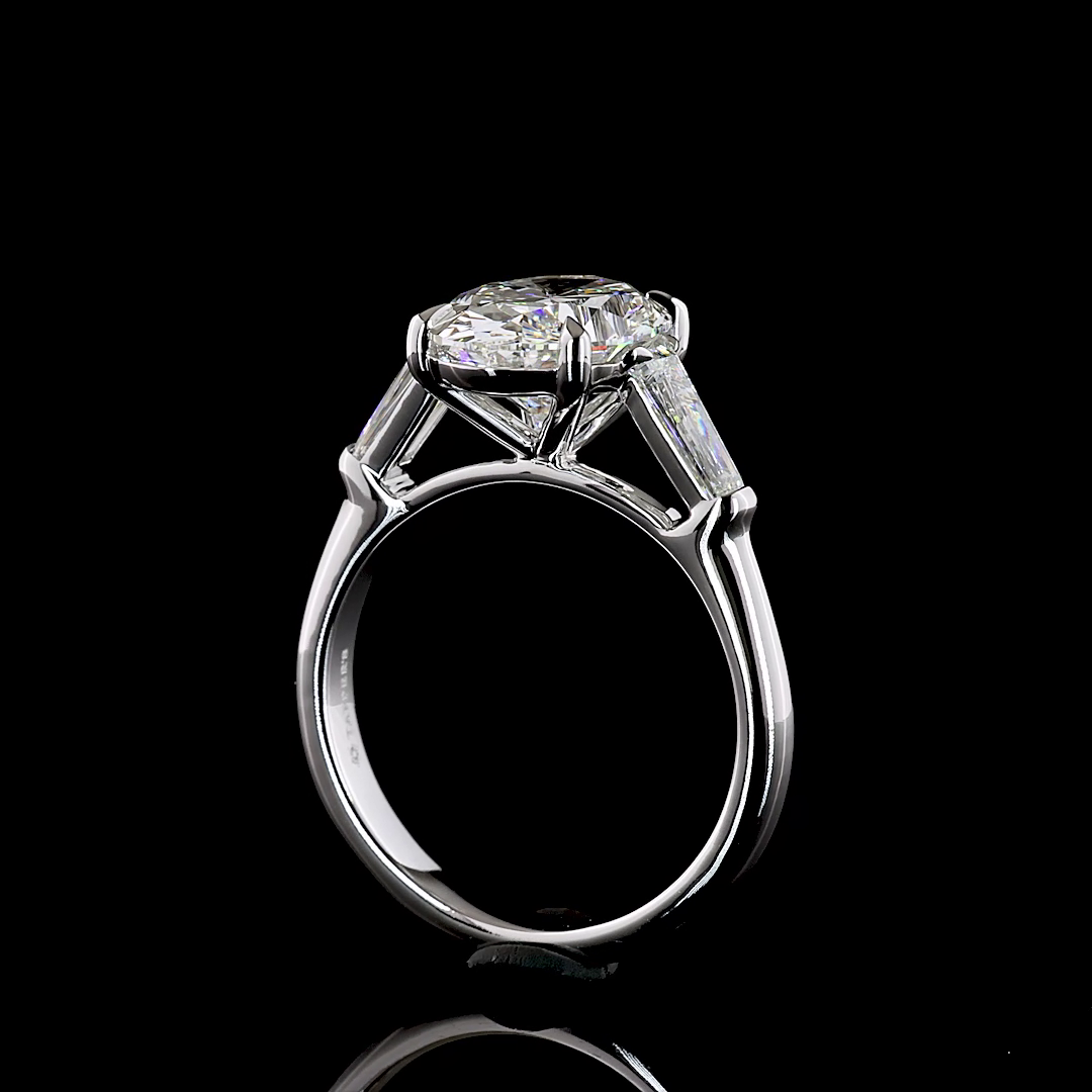 4.24 CTTW Oval Lab Grown Diamond 3 Stones Ring Sz. 7 (D Color and VVS2 Clarity)