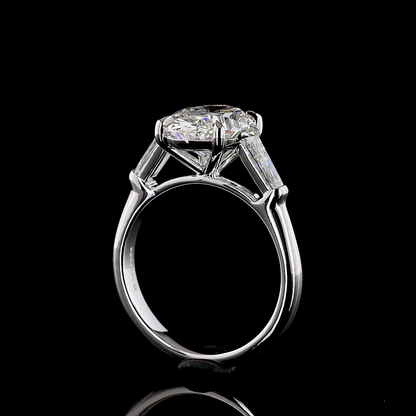 4.24 CTTW Oval Lab Grown Diamond 3 Stones Ring Sz. 7 (D Color and VVS2 Clarity)