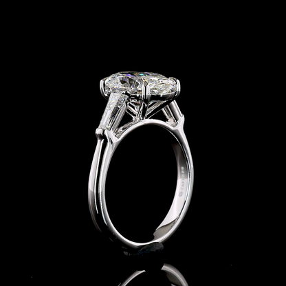 4.24 CTTW Oval Lab Grown Diamond 3 Stones Ring Sz. 7 (D Color and VVS2 Clarity)