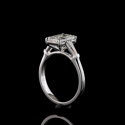 2.98 CTTW Emerald Lab Grown Diamond 3 Stones Ring Sz. 7 (D Color and VVS2 Clarity)