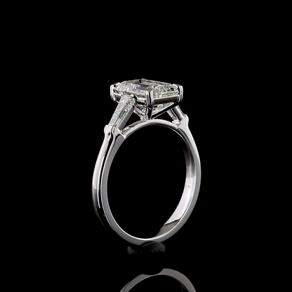 2.98 CTTW Emerald Lab Grown Diamond 3 Stones Ring Sz. 7 (D Color and VVS2 Clarity)