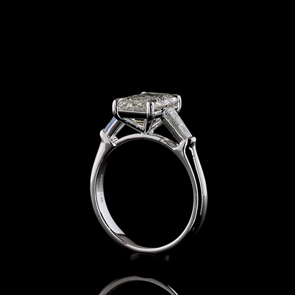 3.57 CTTW Emerald Lab Grown Diamond 3 Stones Ring Sz. 7 (E Color and VVS2 Clarity)