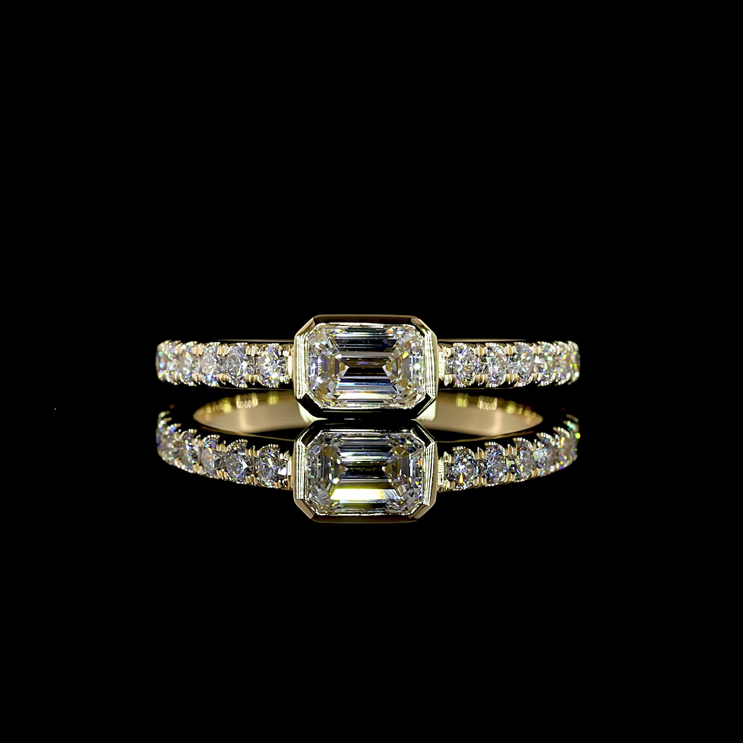 0.80 CTTW Emerald Lab Grown Diamond Solitaire Diamond Shank Ring Sz. 5.75 (E Color and VS1 Clarity)