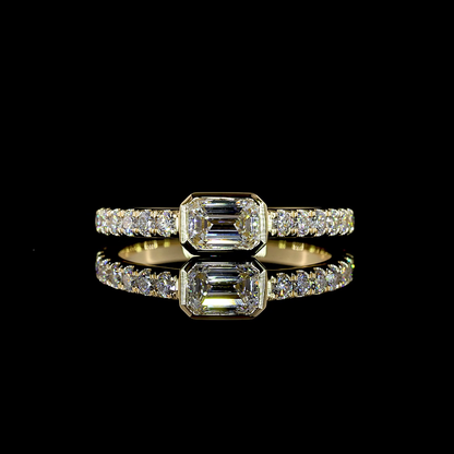 0.80 CTTW Emerald Lab Grown Diamond Solitaire Diamond Shank Ring Sz. 5.75 (E Color and VS1 Clarity)