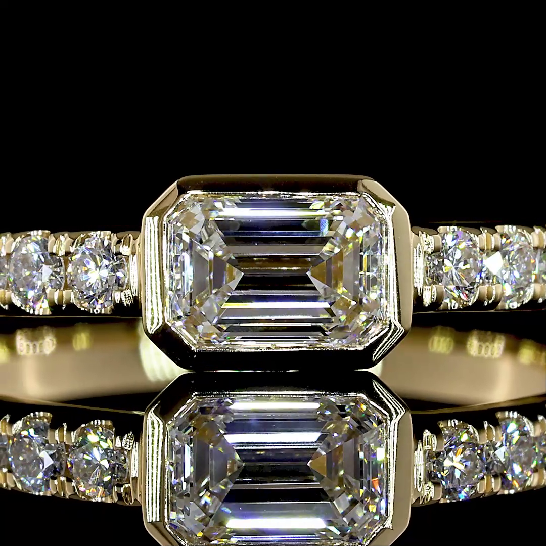 0.80 CTTW Emerald Lab Grown Diamond Solitaire Diamond Shank Ring Sz. 5.75 (E Color and VS1 Clarity)