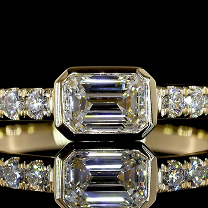 0.80 CTTW Emerald Lab Grown Diamond Solitaire Diamond Shank Ring Sz. 5.75 (E Color and VS1 Clarity)