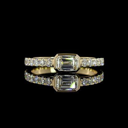 0.77 CTTW Emerald Lab Diamond Solitaire Diamond Shank Ring (E Color and VS1 Clarity)