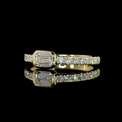 0.77 CTTW Emerald Lab Diamond Solitaire Diamond Shank Ring (E Color and VS1 Clarity)