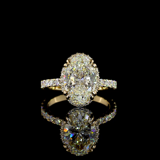 3.97 CTTW Oval Lab Grown Diamond Hidden Halo Ring Sz. 6 (F Color and VS1 Clarity)