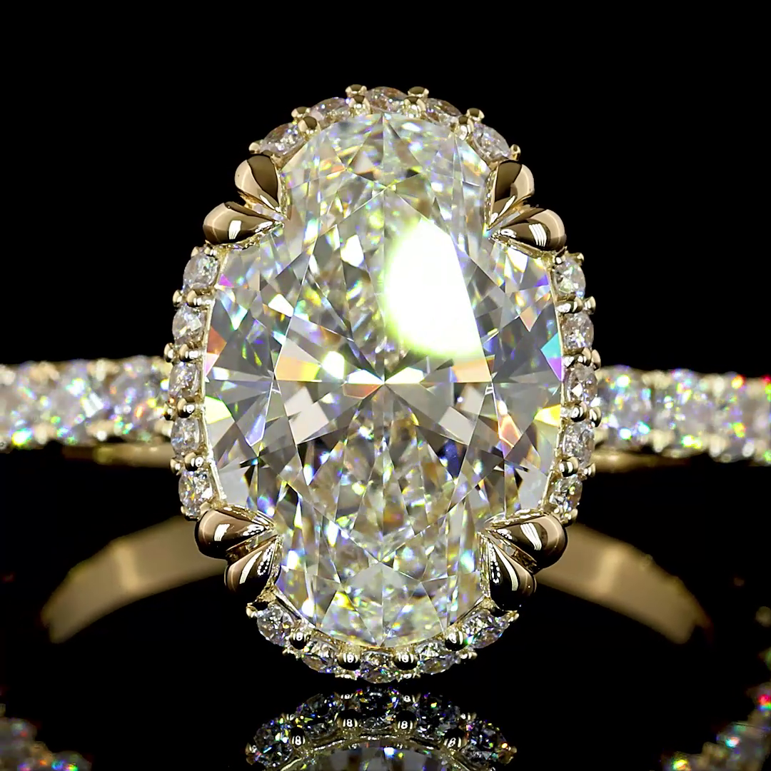 3.97 CTTW Oval Lab Grown Diamond Hidden Halo Ring Sz. 6 (F Color and VS1 Clarity)